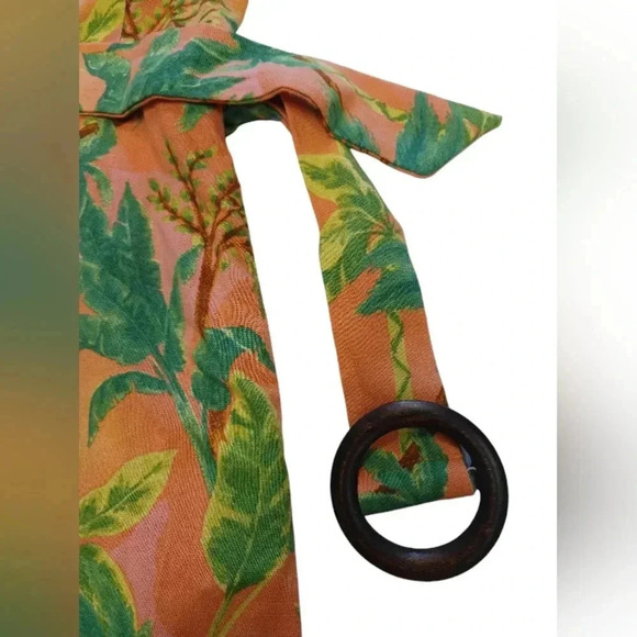 Monteau NWT Midi Coral and Green Sleeveless Linen Blend Dress Size Small - Picture 7 of 10